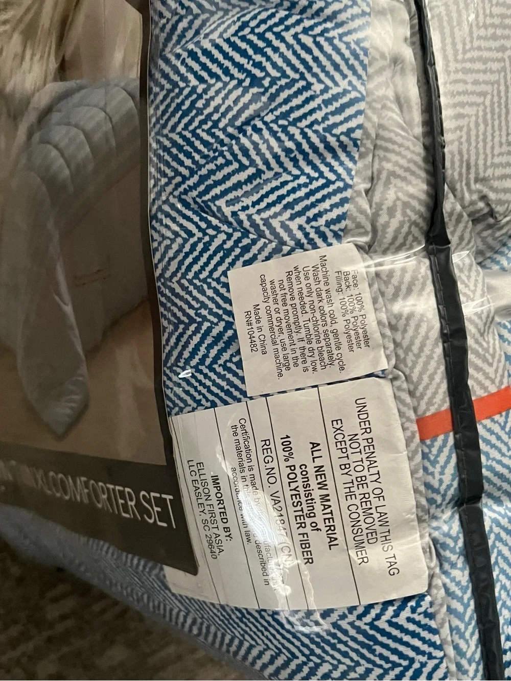 Macy's Light Blue and Gray Striped Twin/Twin XL Comforter Set